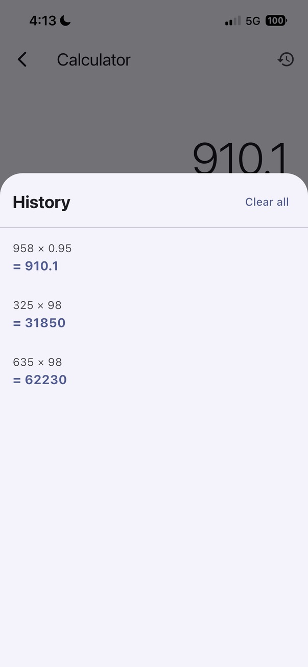 Tap a result to bring it back. Clear the whole list when you're done.