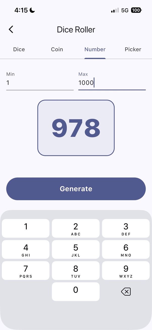 Random number between any range you set.